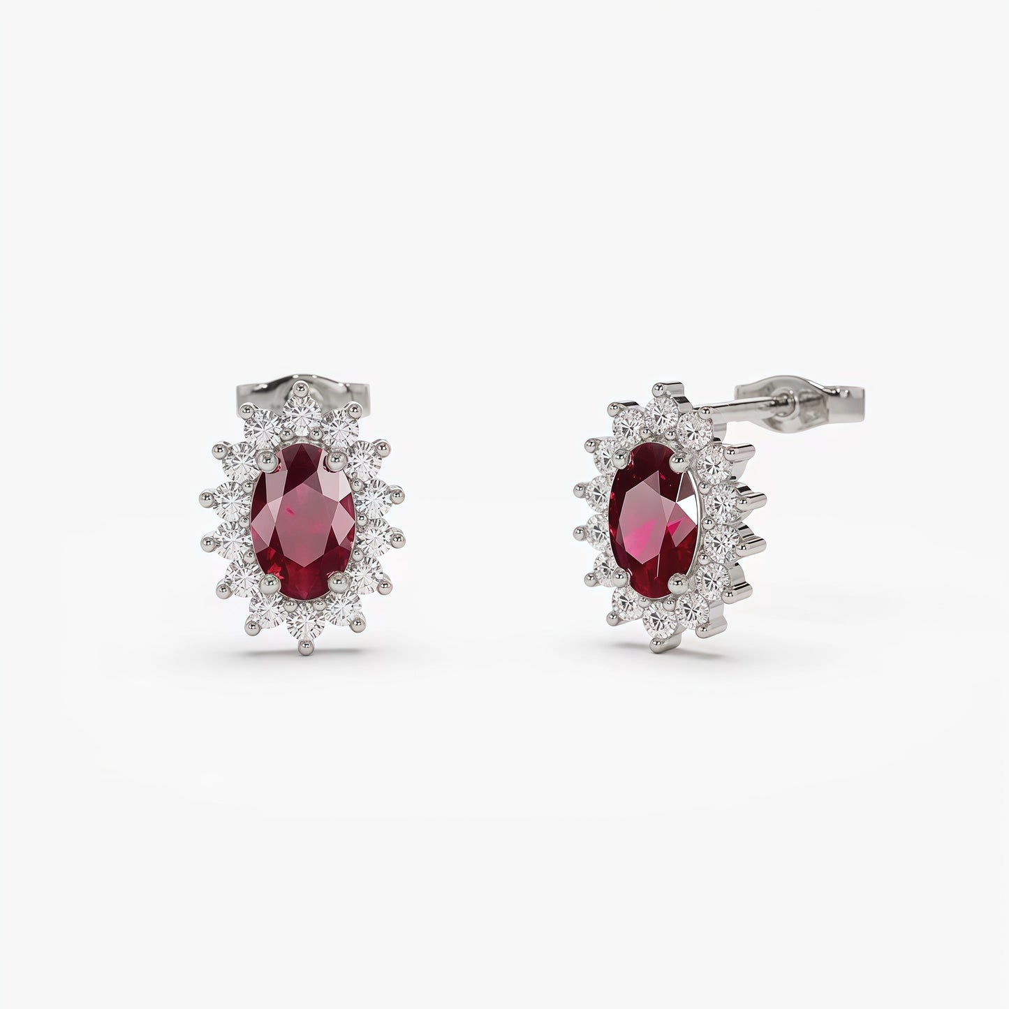 Grown Ruby & Diamond Bridal Earrings