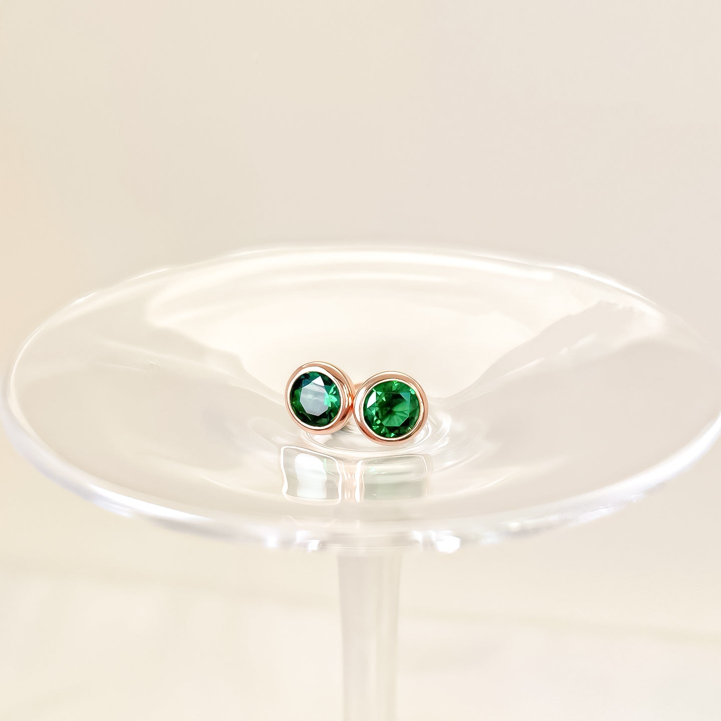 Ruby Red or Round Emerald in Rose Gold