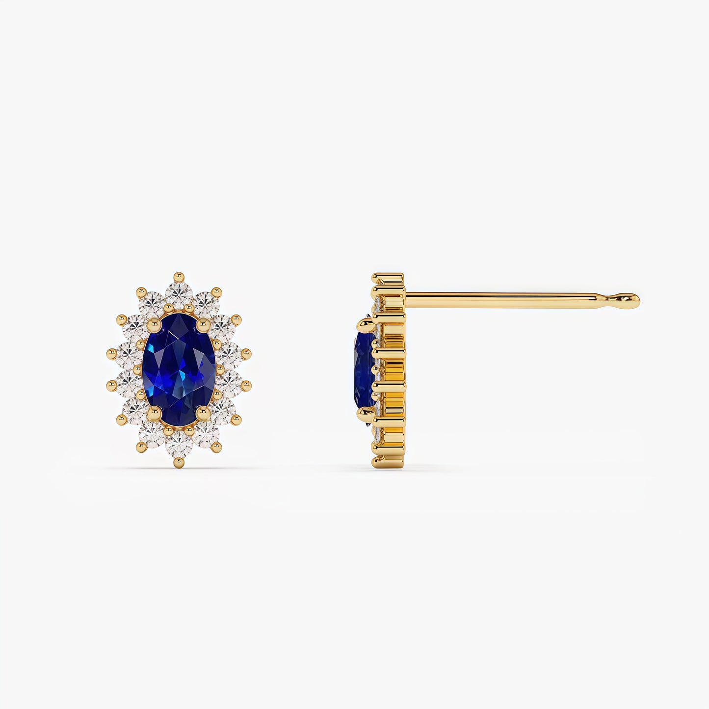Royal Blue Sapphire & Diamond Bridal Earrings