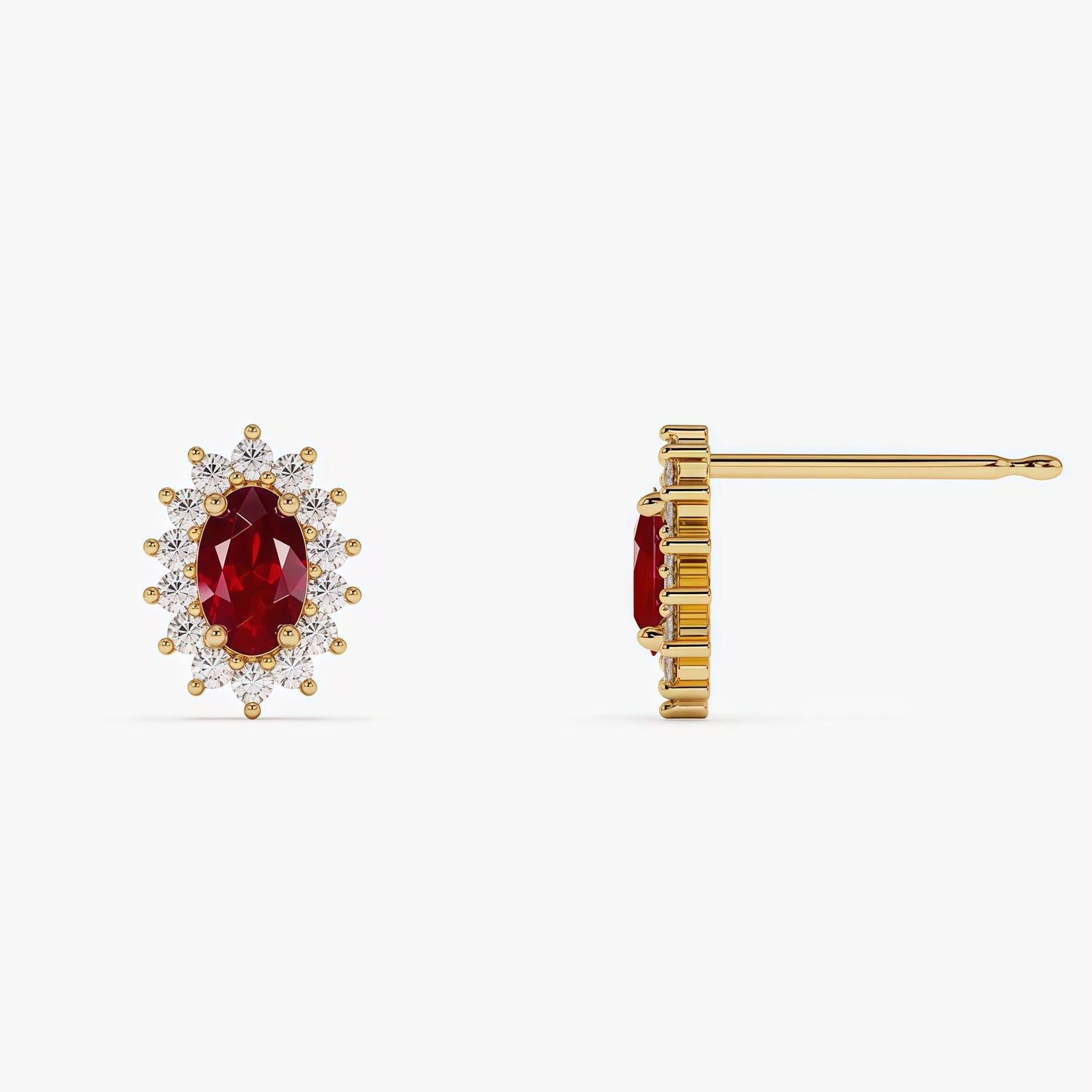Grown Ruby & Diamond Bridal Earrings