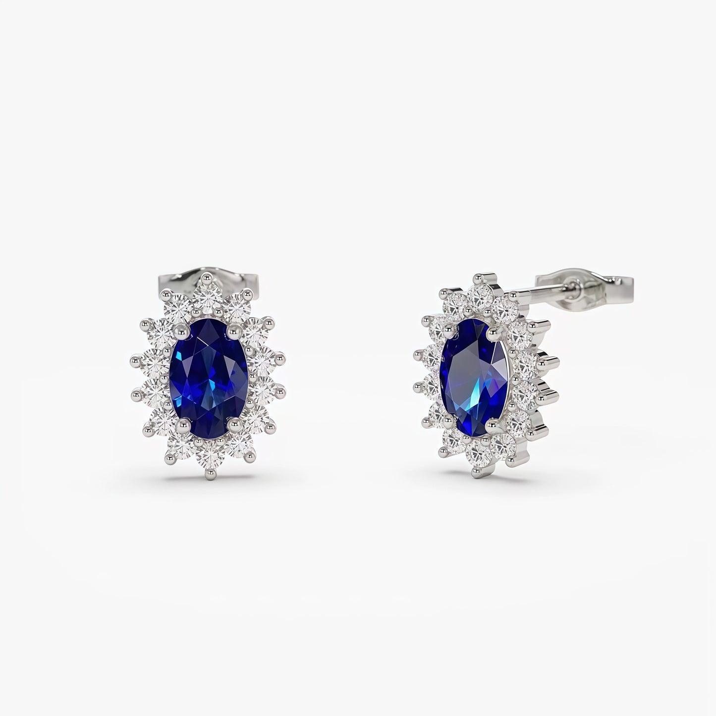 Royal Blue Sapphire & Diamond Bridal Earrings