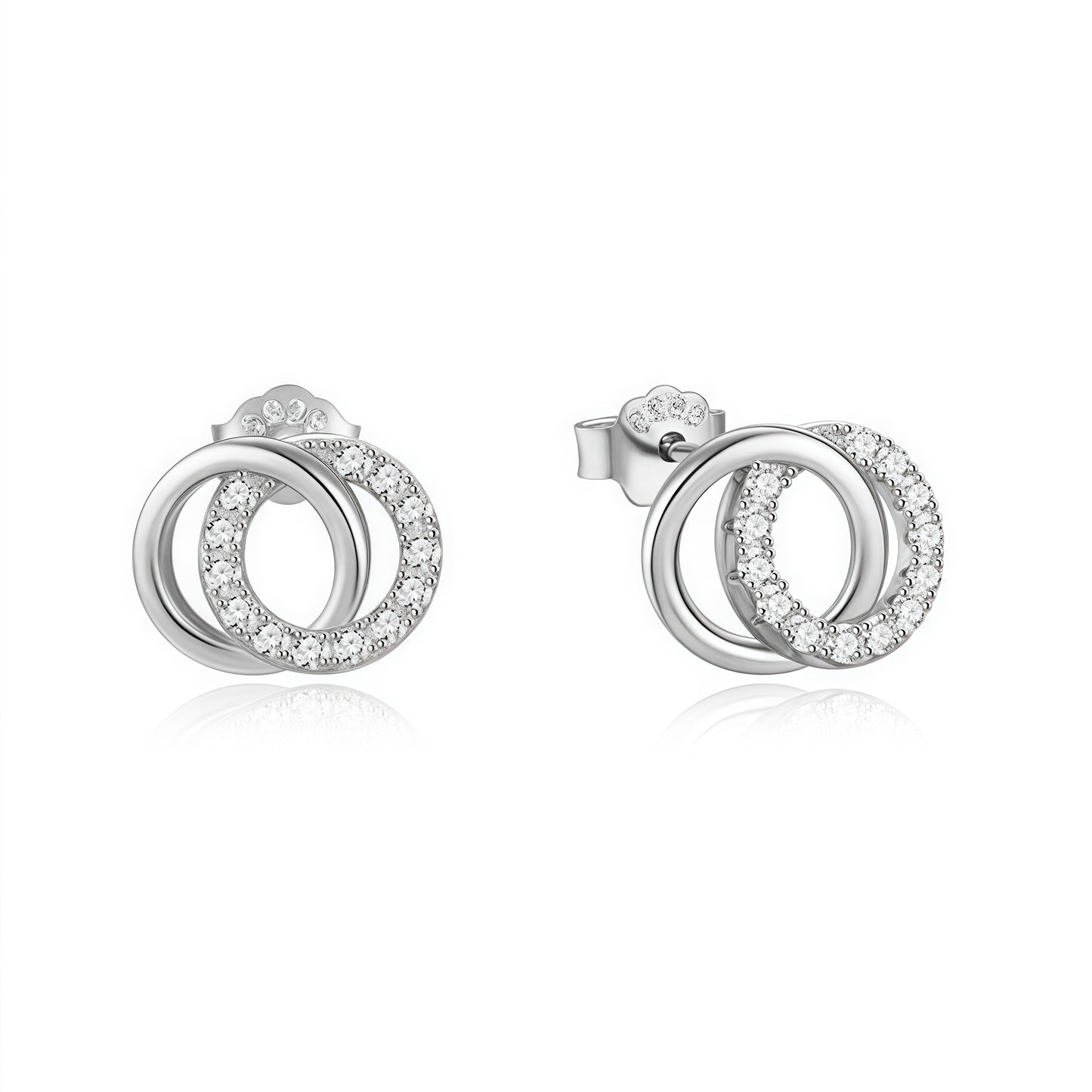 Double Circle Diamond Stud Earrings