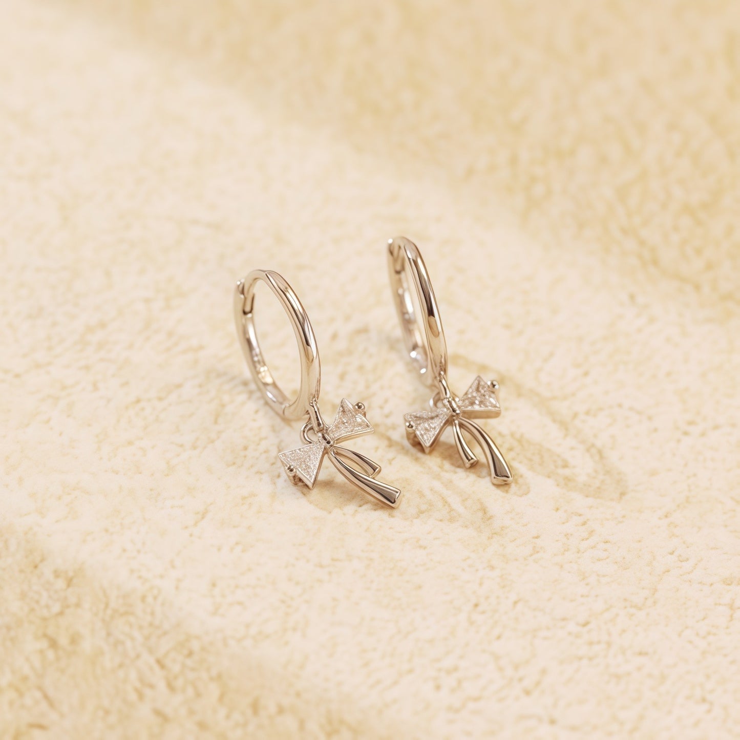 Dainty Bow Charm Hoop Earrings