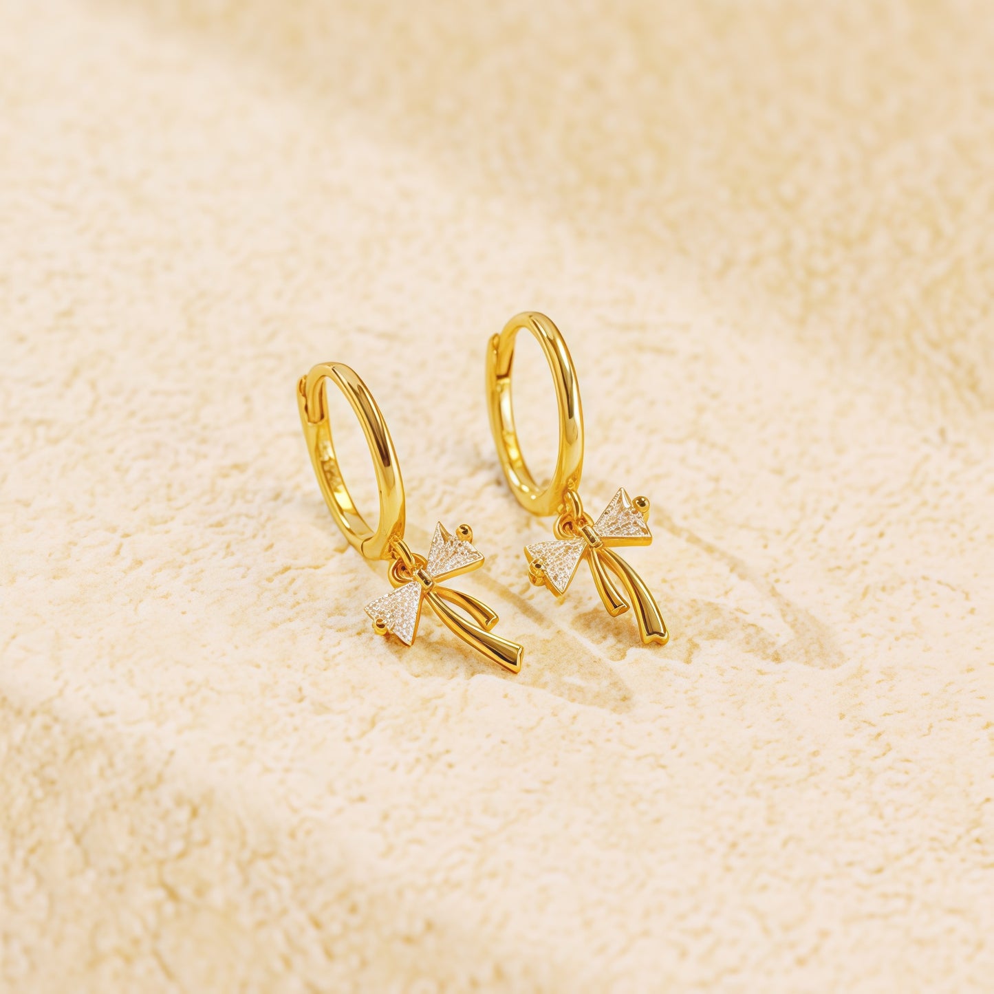 Dainty Bow Charm Hoop Earrings