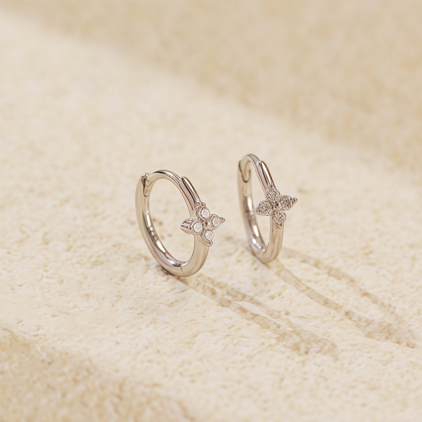 Dazzling Clover Huggie Hoop Earrings