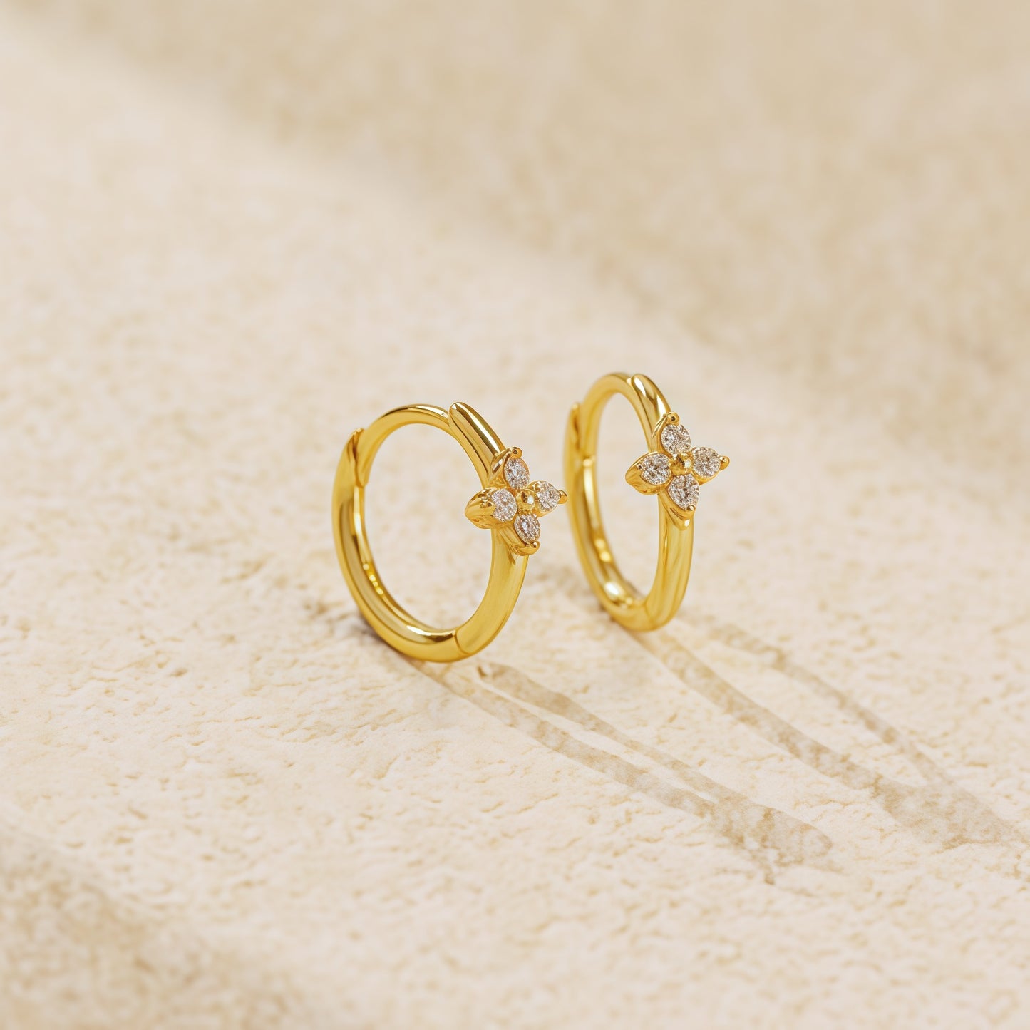 Dazzling Clover Huggie Hoop Earrings