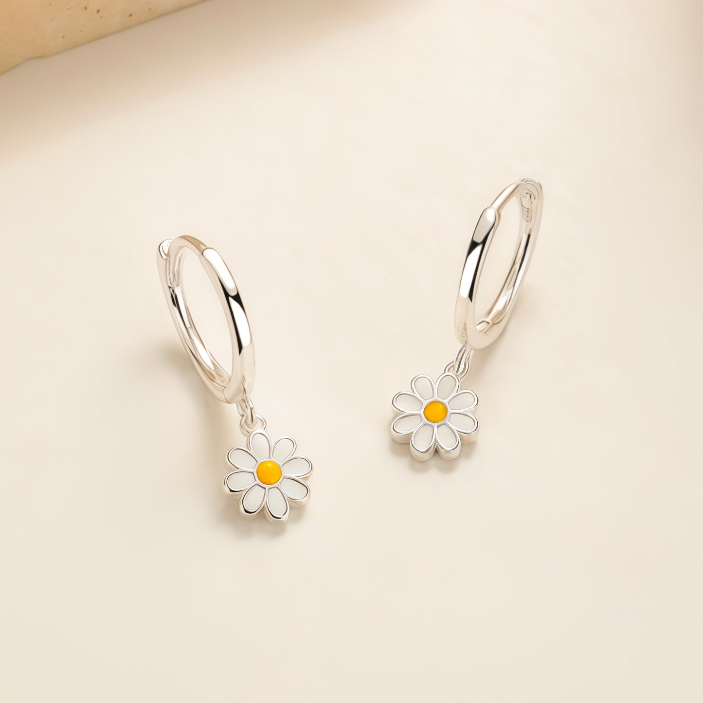 Daisy Charm Huggie Hoop Earrings