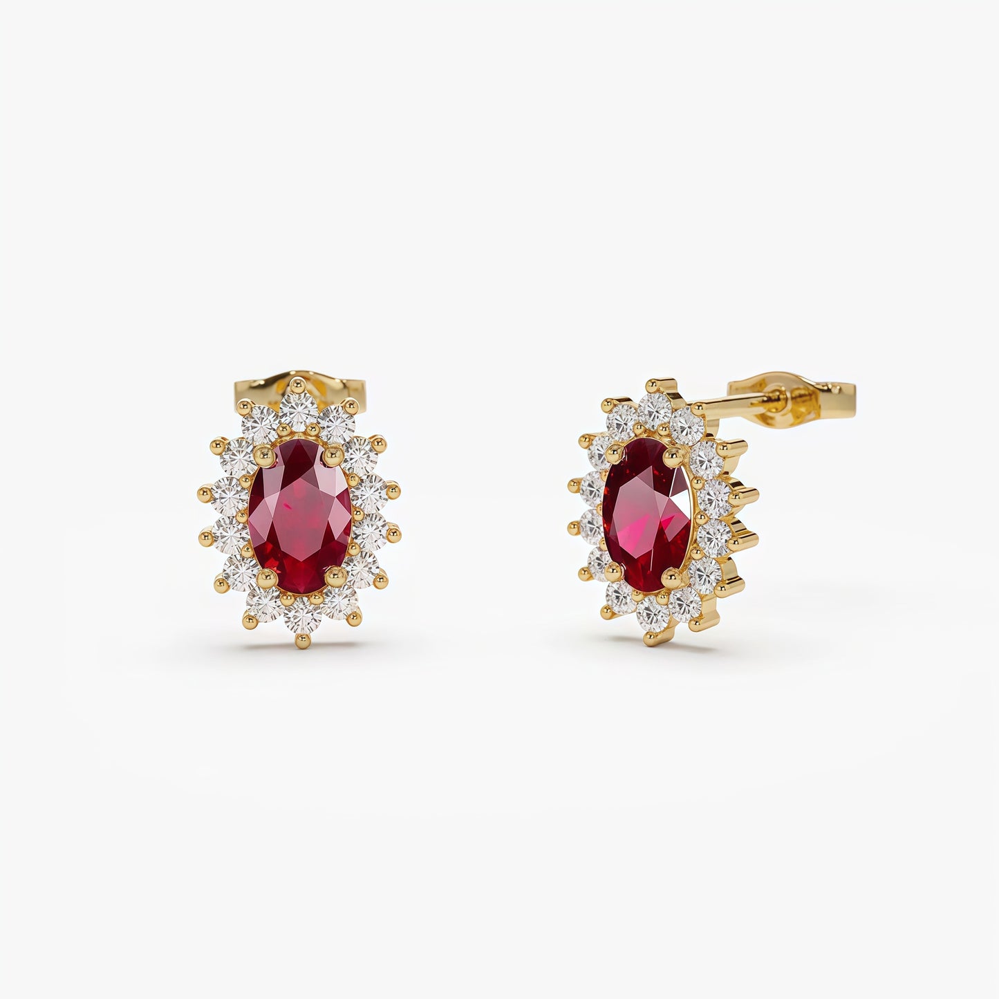 Grown Ruby & Diamond Bridal Earrings