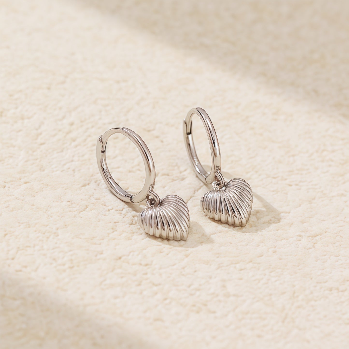 Textured Heart Drop Huggie Earrings