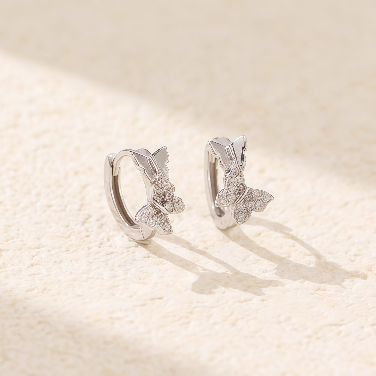 Butterfly CZ Huggie Earrings