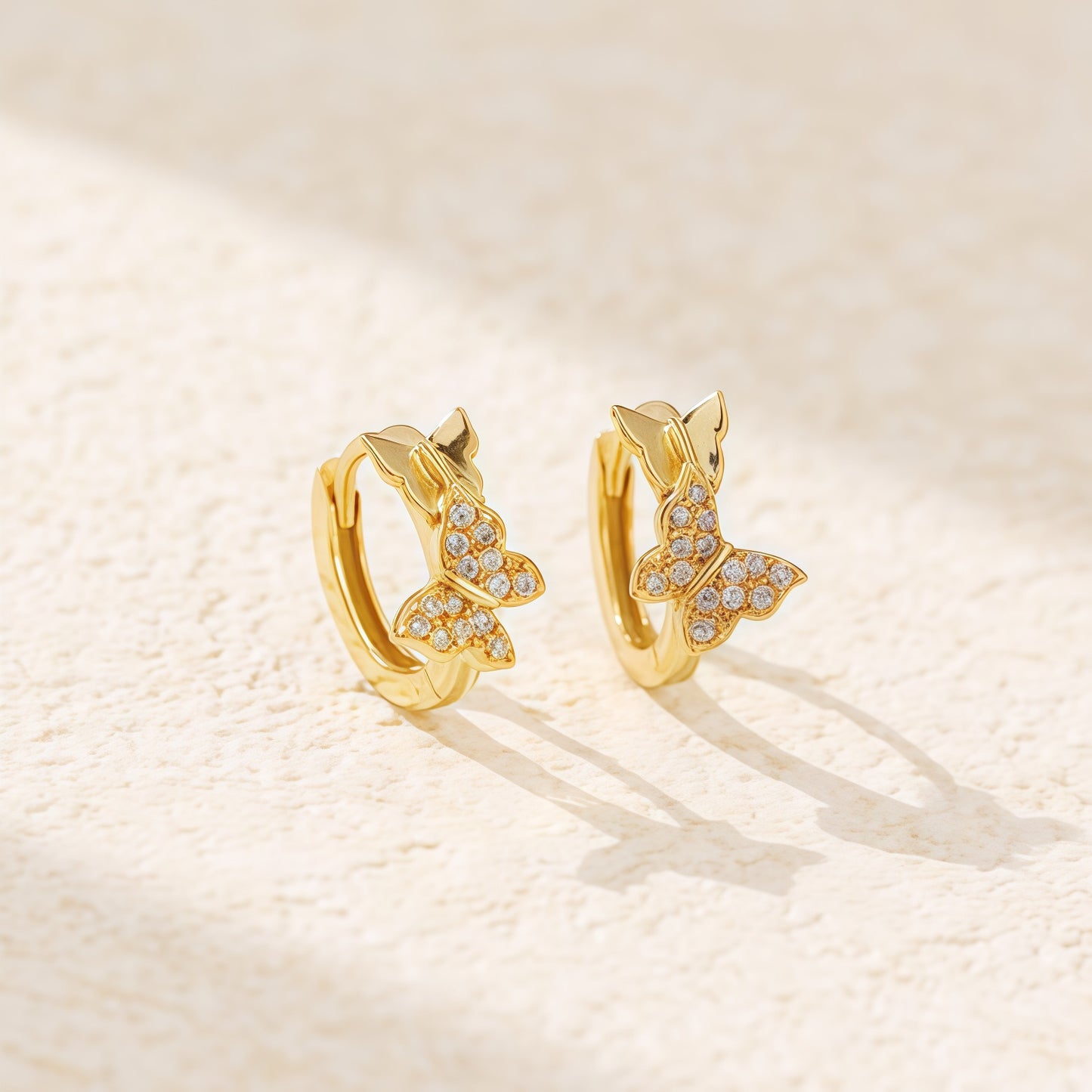 Butterfly CZ Huggie Earrings
