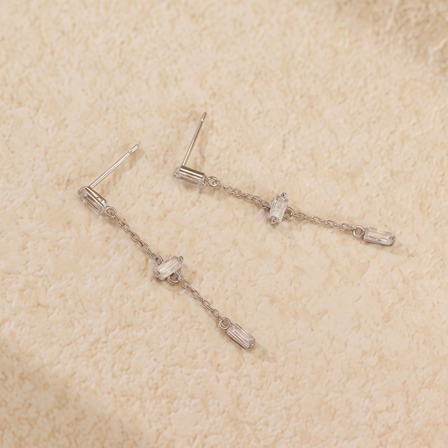 Baguette CZ Drop Earrings