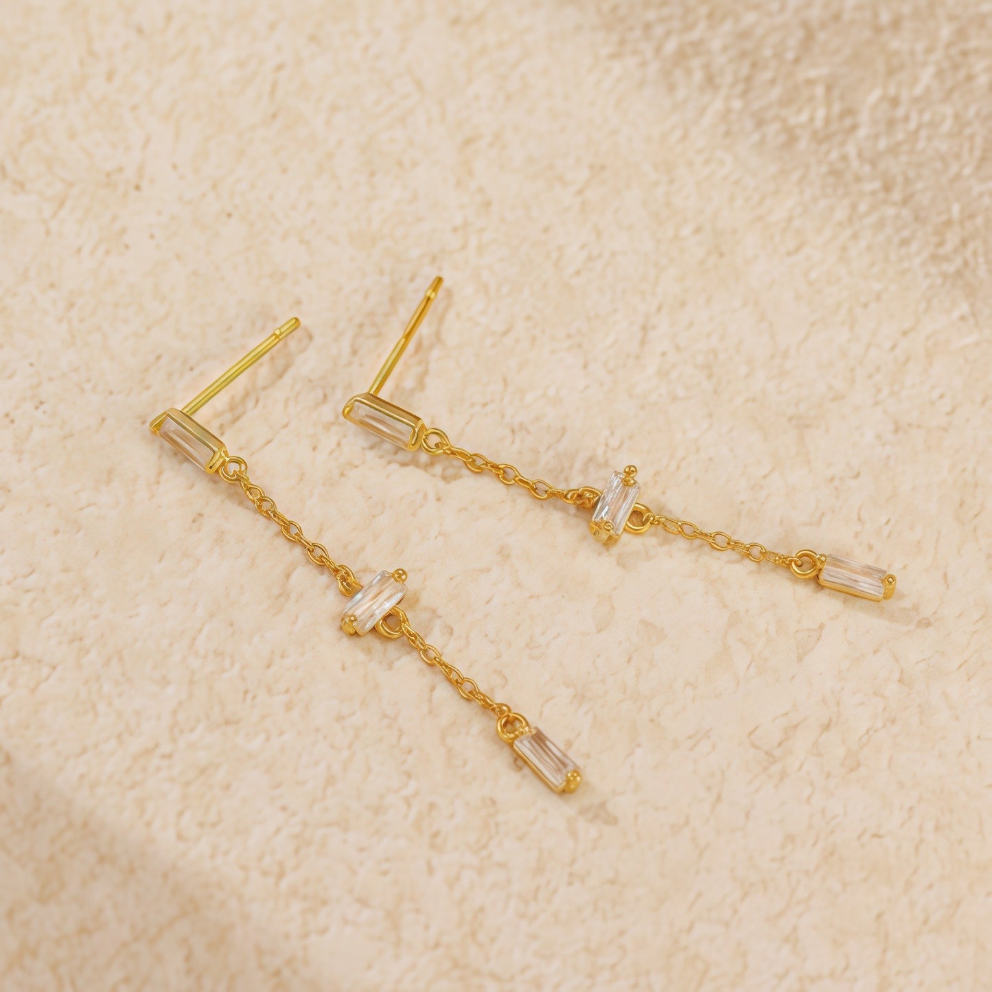 Baguette CZ Drop Earrings