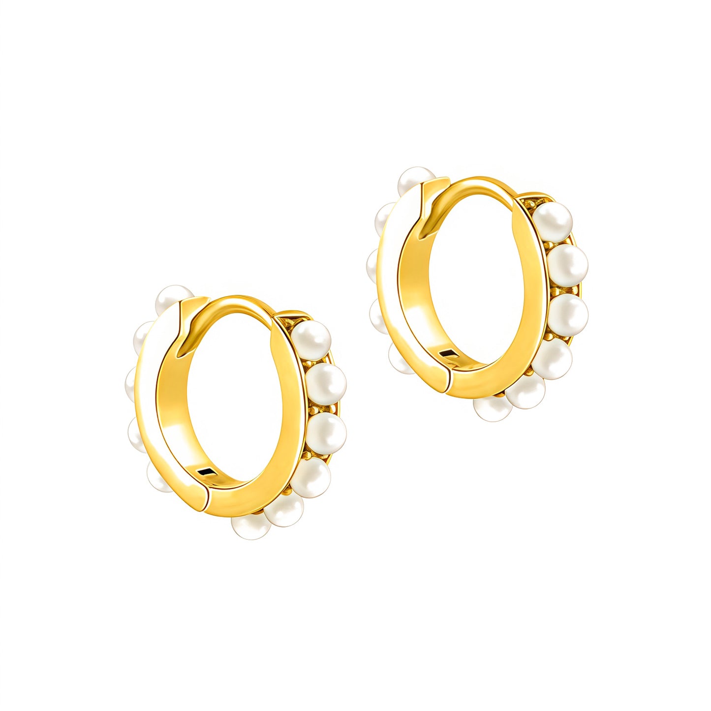 Elegant Pearl Huggie Hoop Earrings