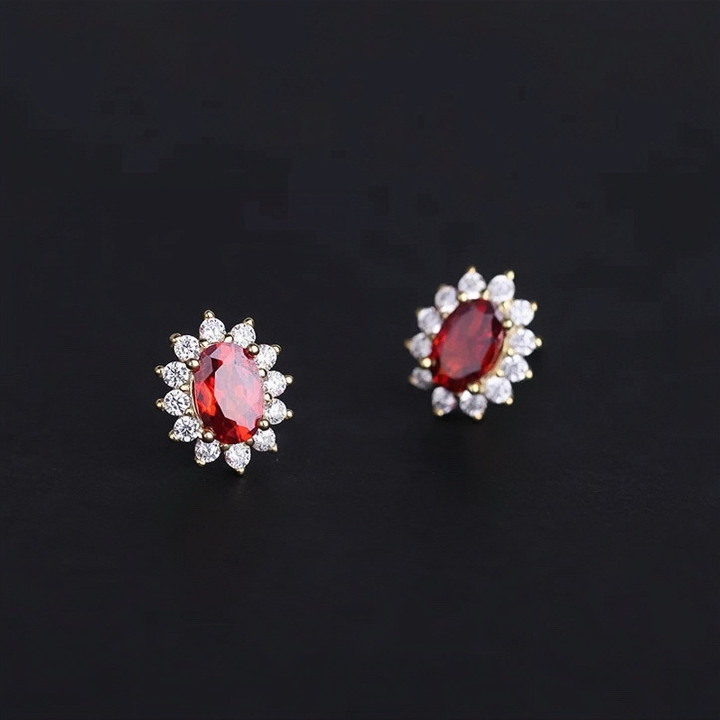 Grown Ruby & Diamond Bridal Earrings