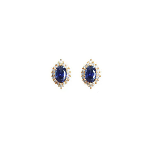 Royal Blue Sapphire & Diamond Bridal Earrings