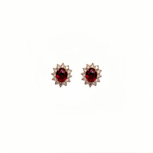 Grown Ruby & Diamond Bridal Earrings