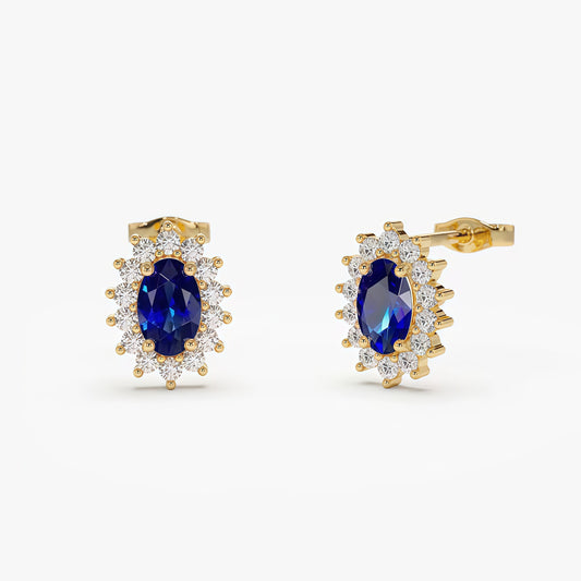 Royal Blue Sapphire & Diamond Bridal Earrings