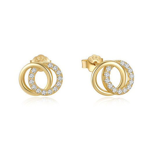 Double Circle Diamond Stud Earrings