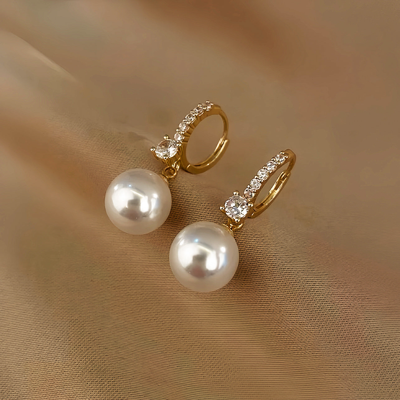 Fine Diamond & Pearl Charm Hoop Earrings