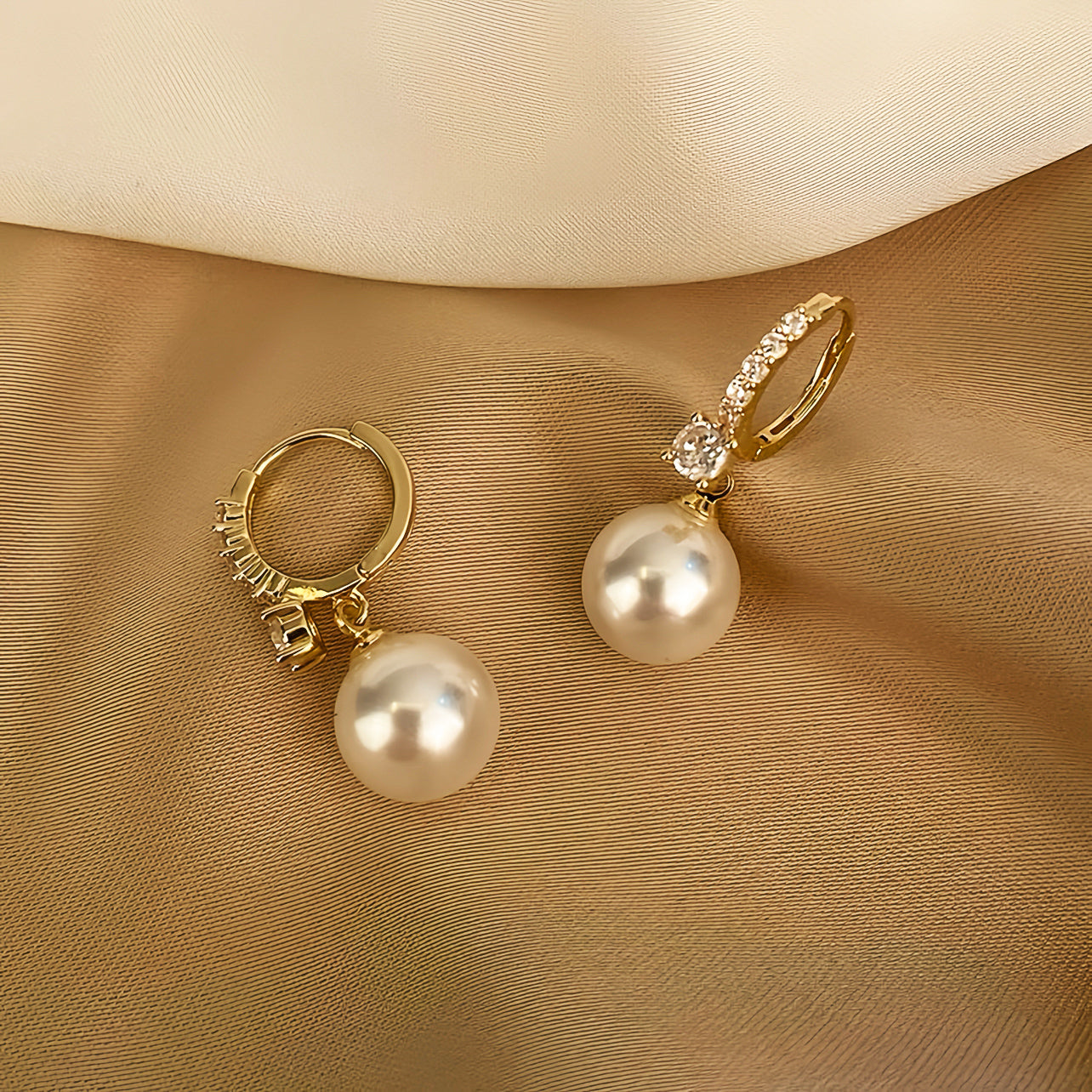 Fine Diamond & Pearl Charm Hoop Earrings