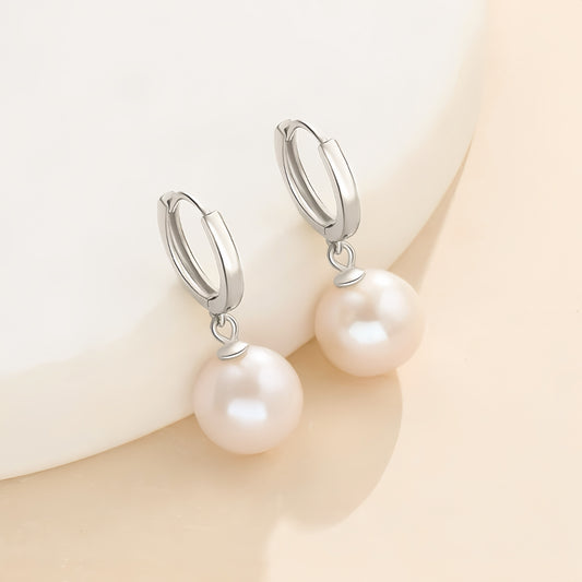 Pearl Charm Hoop Earrings