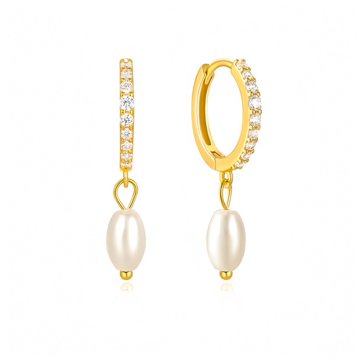 Timeless Bridal Elegance: Pearl & Diamond Hoop Earrings 