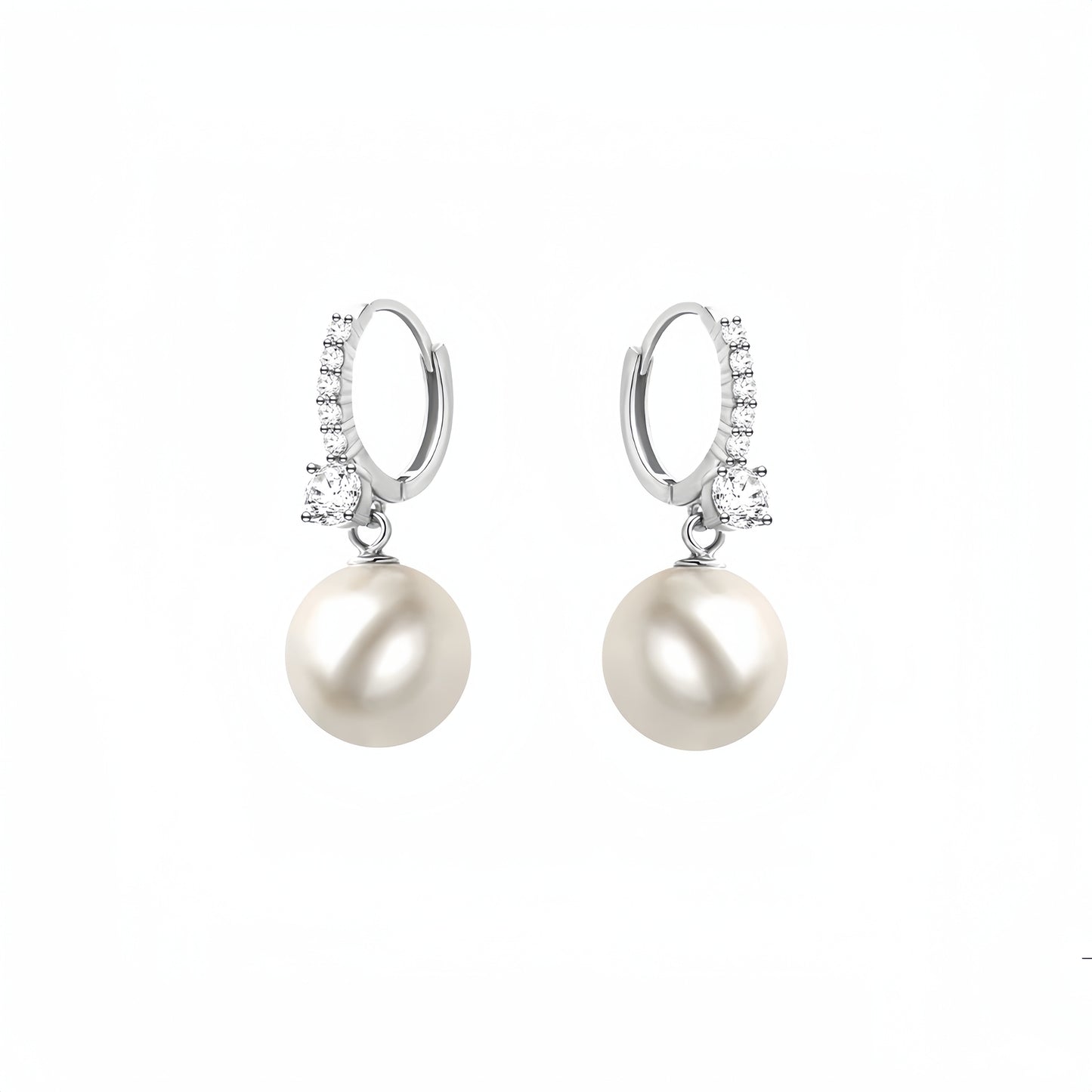 Fine Diamond & Pearl Charm Hoop Earrings