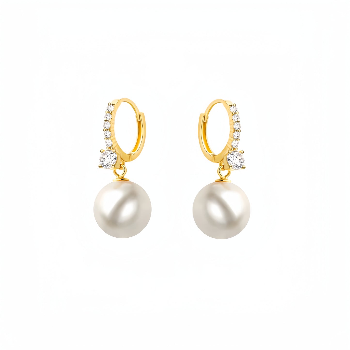 Fine Diamond & Pearl Charm Hoop Earrings