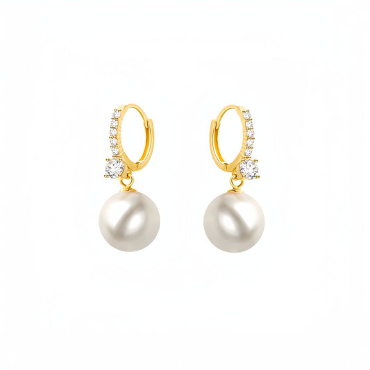 Fine Diamond & Pearl Charm Hoop Earrings