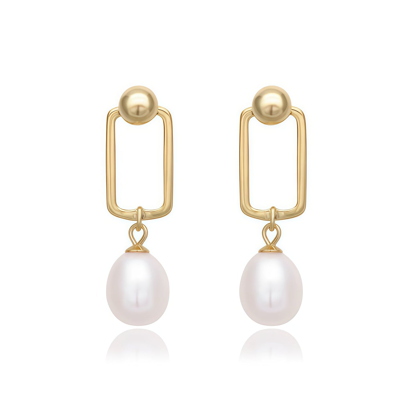 Geometric Pearl Drop Earrings