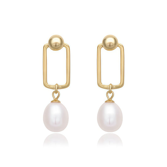 Geometric Pearl Drop Earrings