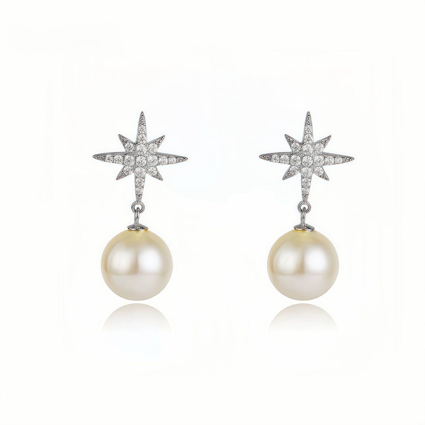 Starburst Pearl Drop Earrings: Celestial Elegance