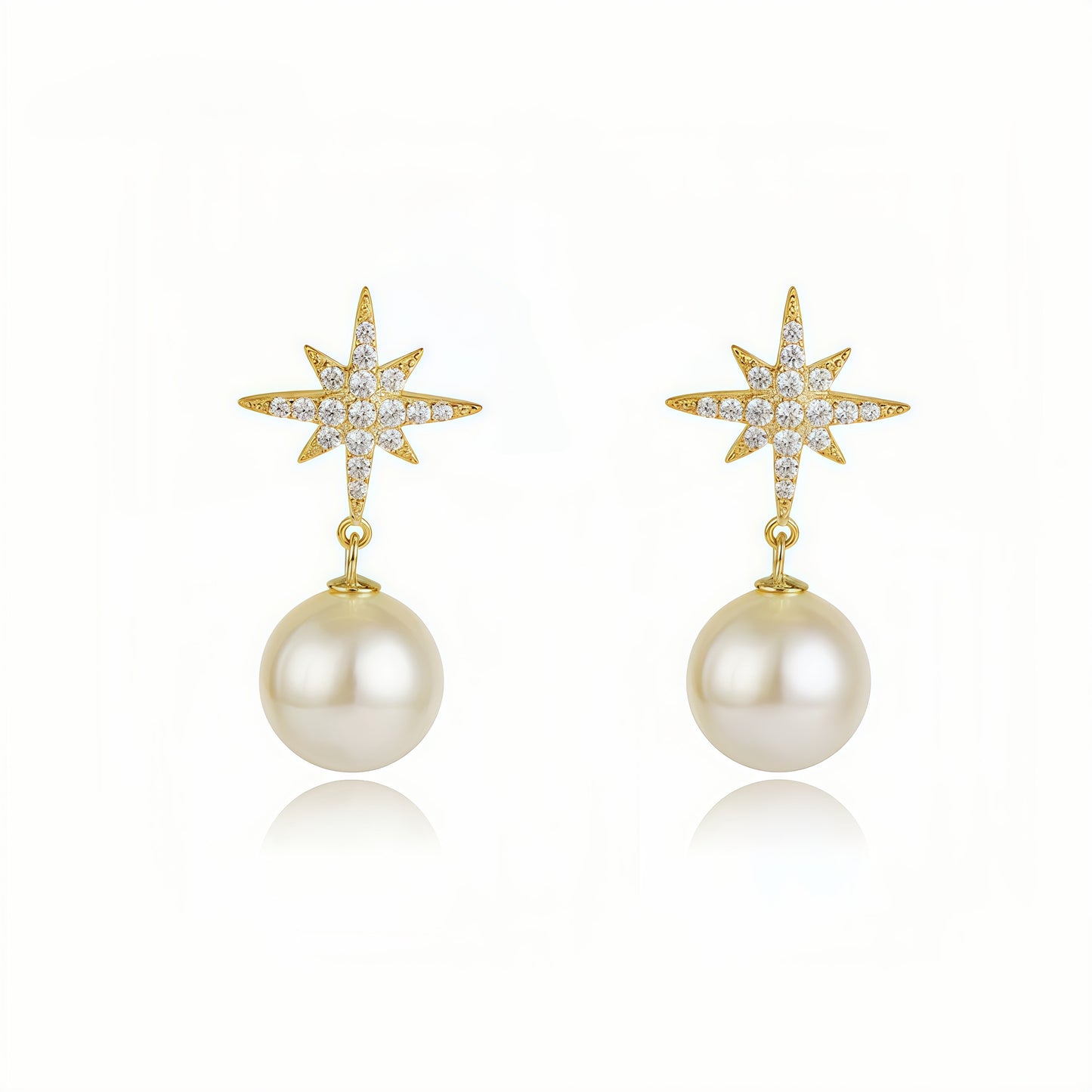 Starburst Pearl Drop Earrings: Celestial Elegance