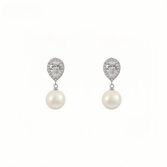 Elegant Pearl & Diamond Drop Earrings