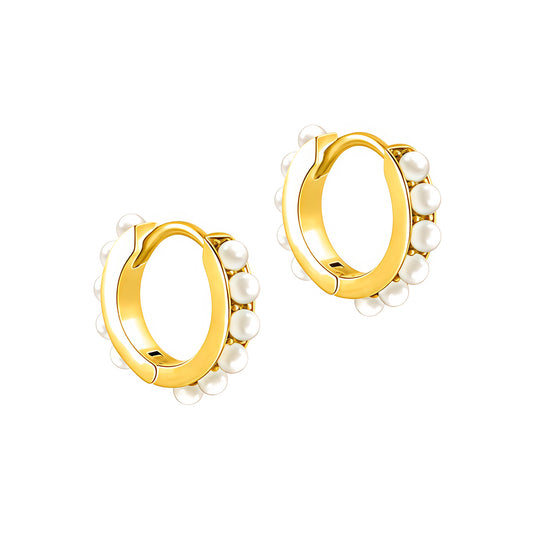Elegant Pearl Huggie Hoop Earrings